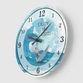 サーファー |ライ楽しむドアクリルウォールクロック ラージ壁時計 (傾斜)