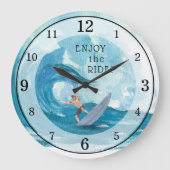 サーファー |ライ楽しむドアクリルウォールクロック ラージ壁時計 (正面)