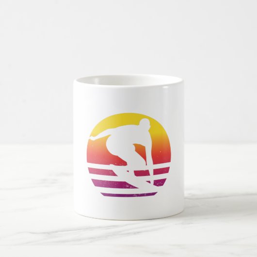 サーファー レトロ サーフィン 日没 コーヒーマグカップ (中央)