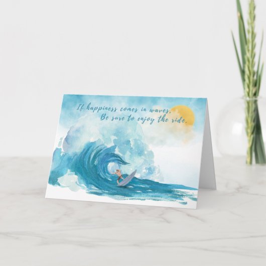 サーファー | Happiness 来 in Waves Greeting Card カード (正面)