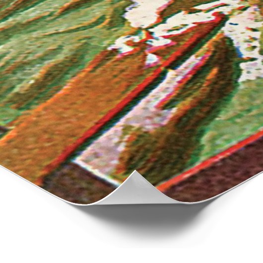 サーファーonホノルルトロピックビーチ、ヴィンテージ旅行 ポスター (角)