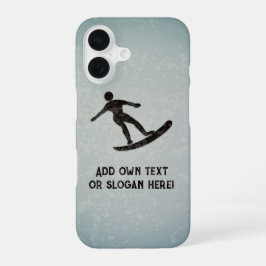 サーファーonメタルルック、ブラックとスチールグレイカスタム、 iPhone 16ケース