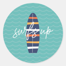 サーフアップサーフボードと波の誕生日パーティー