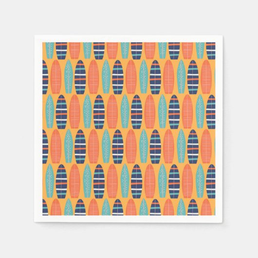 サーフアップサーフボードオレンジブルーサマー誕生日 スタンダードカクテルナプキン (正面)