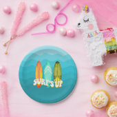 サーフアップサーフボードバースデーパーティー ペーパープレート (パーティー)