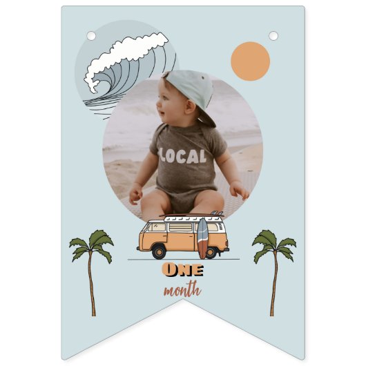 サーフアップザビッグワン最初の誕生日バンティングフラグ バンティングフラッグ (第3の旗)