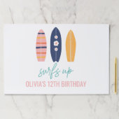 サーフアップピンクサーフボード誕生日パーティーランチョンマット ペーパーパッド (インサイチュ)