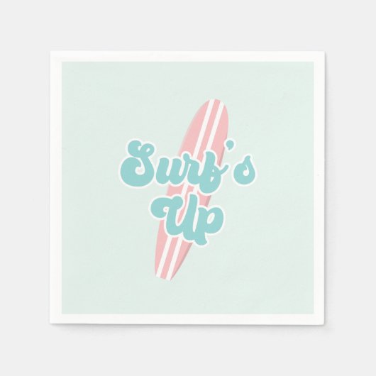 サーフアップピンクビーチ誕生日 スタンダードカクテルナプキン (正面)