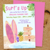 サーフアップファースト誕生日パーティーガールズ招待状 招待状