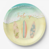 サーフアッププレートザビッグワンサーファー誕生日 ペーパープレート (正面)
