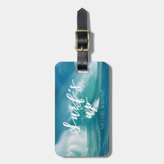 サーフアップ |おもしろいタイポグラフィと引用文 ラゲッジタグ (正面縦)