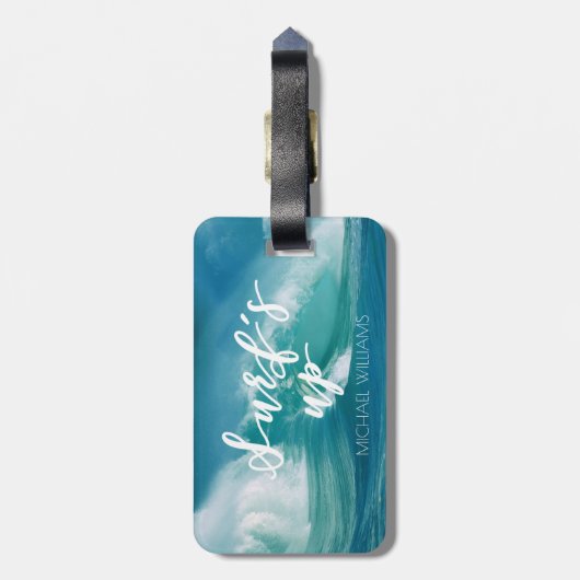 サーフアップ |おもしろいタイポグラフィと引用文 ラゲッジタグ (裏面縦)