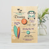 サーフアップ!サーフィンバースデーパーティー招待状ビーチパーム 招待状 (スタンド正面)