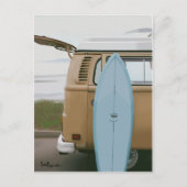 サーフアップ | サーフボードフォルクスワーゲン絵を描ビーチ ポストカード (正面)