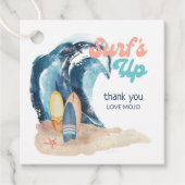 サーフアップ |ビーチサーフィン子供の誕生日 フェイバータグ (正面)