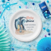 サーフアップ |熱帯ビーチカップルの赤ちゃんシャワー ペーパープレート (パーティー)