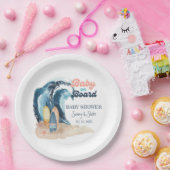 サーフアップ |熱帯ビーチカップルの赤ちゃんシャワー ペーパープレート (パーティー)