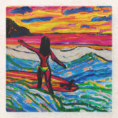 サーフアートトロピカルガラスコースター ガラスコースター (正面)