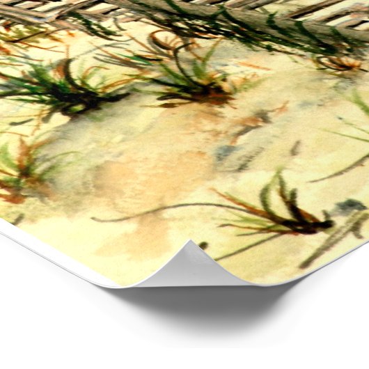 サーフアート – サーフボードと砂丘サンディエゴ ポスター (角)