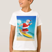 サーフィンおもしろいサンタクロース Tシャツ (正面)