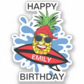 サーフィンおもしろいパイナップル シール (正面)