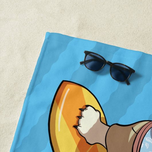 サーフィンおもしろいポーラベアビーチパーティー漫画 ビーチタオル (インサイチュ)