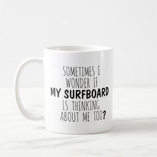 サーフィンおもしろい引用文、サーフボード、サーファーへのギフト コーヒーマグカップ (左)