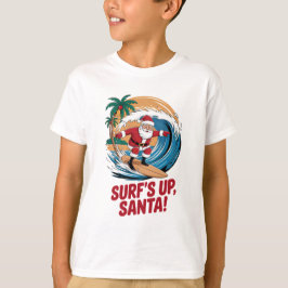 サーフィンが大好きなサンタクロース クリスマス Tシャツ