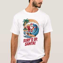 サーフィンが大好きなサンタクロース クリスマス Tシャツ