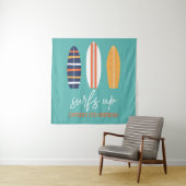 サーフィンしようぜ！少年 サーフボード ビーチ 誕生日パーティー タペストリー (インサイチュ)