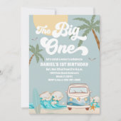 サーフィンしよう！1歳の誕生日おめでとう招待状 招待状 (正面)