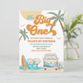 サーフィンしよう！1歳誕生日パーティーの招待状 招待状 (スタンド正面)