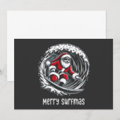 サーフィンするサンタのクリスマス 招待状 (正面/裏面)