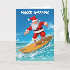 サーフィンするサンタクロースのクリスマス シーズンカード