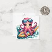 サーフィンするタコのメモカード ノートカード (正面/裏面インサイチュ)