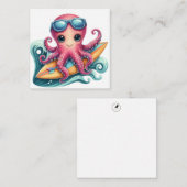 サーフィンするタコのメモカード ノートカード (正面/裏面)