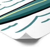 サーフィンするタビー猫 ファン クールなベビー キッズ ビーチ ポスター (角)