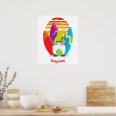 サーフィンするノーム カラフル サマー ポスター (キッチン)