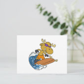 サーフィンするムース on 青い海の波 | 背景の色を選んで ポストカード (スタンド正面)