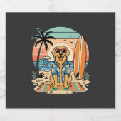 サーフィンする犬 レトロ ビーチ 夏季 スパークリングワインラベル (シングルラベル)