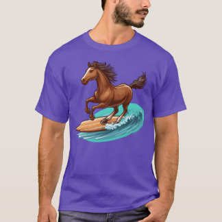 サーフィンする馬の友達 Tシャツ