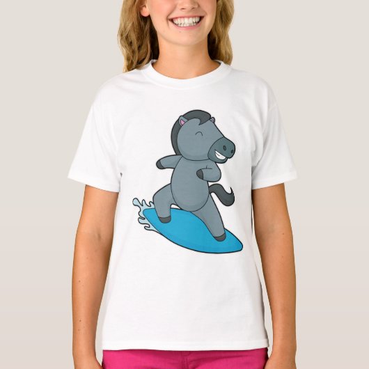 サーフィンする馬 ウォータースポーツ Tシャツ (正面)