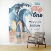 サーフィンだよ！ビッグ・ワン・ビーチ・ベイビー 1歳の誕生日 タペストリー (インサイチュ)