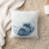 サーフィンでイルカをダイビングする クッション (ブランケット)