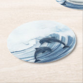 サーフィンでイルカをダイビングする ラウンドペーパーコースター (アングル)