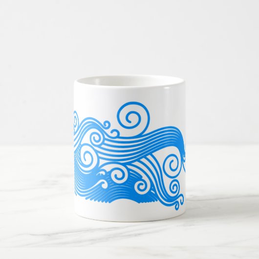 サーフィンに波に乗るように促す コーヒーマグカップ (中央)