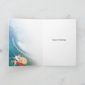 サーフィンのサンタのクリスマスカード シーズンカード (内部)