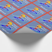 サーフィンのサーファーの人のパーソナライズな誕生日プレゼント ラッピングペーパー (角)