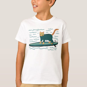 サーフィンのタビー猫可愛い Tシャツ