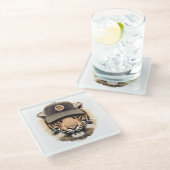 サーフィンのトラ ガラスコースター (アングル)